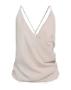 Solotre Woman Top Beige Size 8 Polyester, Elastane In Sand