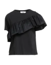 Solotre Woman Top Black Size 2 Cotton In Black