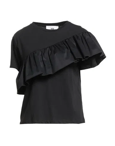 Solotre Woman Top Black Size 2 Cotton