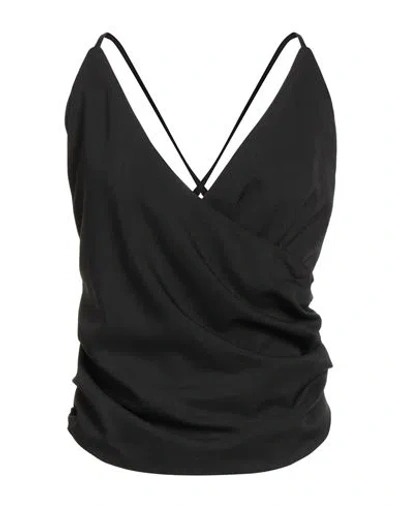 Solotre Woman Top Black Size 6 Polyester, Elastane