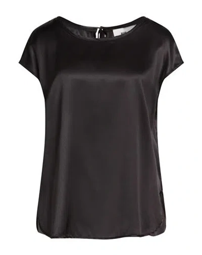 Solotre Woman Top Black Size 8 Silk, Elastane