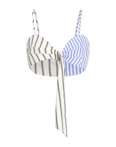 Solotre Woman Top Blue Size 8 Cotton, Viscose, Polyamide