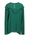 Solotre Woman Top Dark Green Size 8 Acetate, Silk