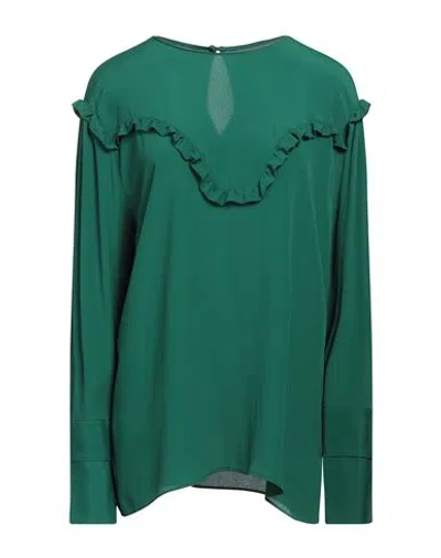 Solotre Woman Top Dark Green Size 8 Acetate, Silk In Green