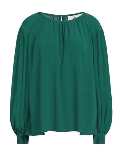 Solotre Woman Top Emerald Green Size 6 Acetate, Silk