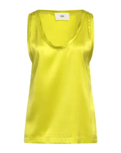Solotre Woman Top Lime Green Size 10 Silk, Elastane