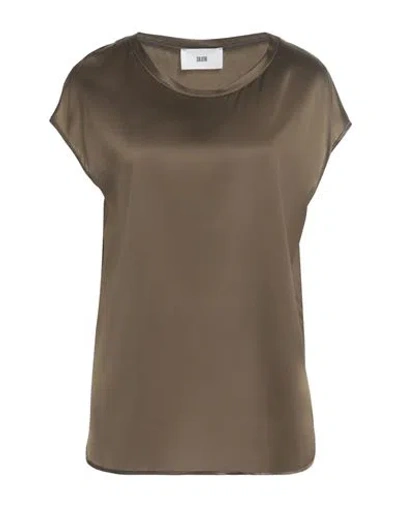 Solotre Woman Top Military Green Size 6 Silk, Elastane In Brown