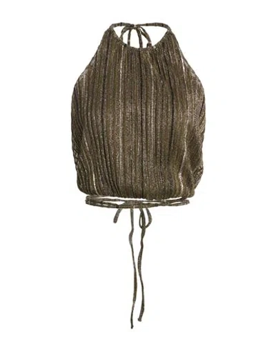 Solotre Woman Top Military Green Size 8 Polyester, Polyamide, Metallic Polyester, Viscose