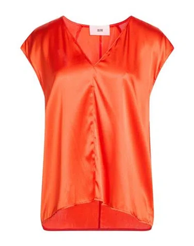 Solotre Woman Top Tomato Red Size 8 Silk, Elastane