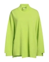 Solotre Woman Turtleneck Acid Green Size 3 Wool, Cashmere