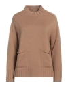 Solotre Woman Turtleneck Camel Size 2 Wool In Beige