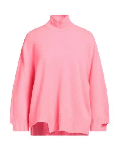 Solotre Woman Turtleneck Fuchsia Size 2 Wool, Cashmere In Pink