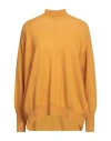 Solotre Woman Turtleneck Mustard Size Onesize Polyamide, Mohair Wool, Wool, Elastane In Yellow