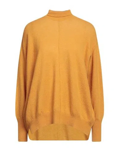 Solotre Woman Turtleneck Mustard Size Onesize Polyamide, Mohair Wool, Wool, Elastane In Yellow