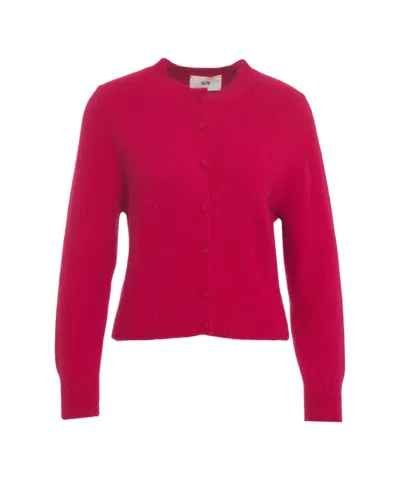 Solotre Wool Cardigan With Round Neckline In Pink