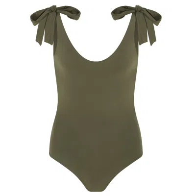 Solpardus Women's Thea Forest Green Bamboo Onepiece Swimsuit In Brown