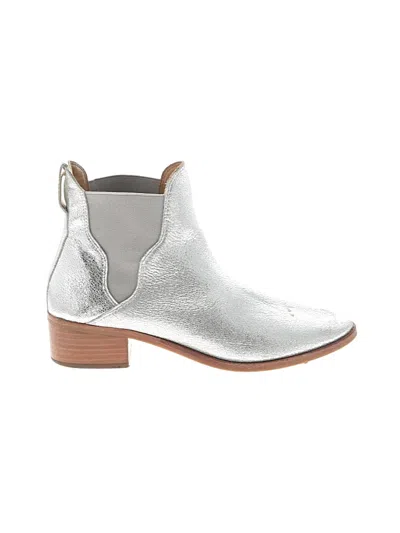 Pre-owned Soludos Ankle Boots In Silver