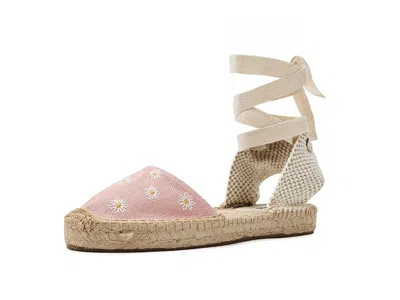 Soludos Daisies Lauren Lace-up Espadrille In Pink