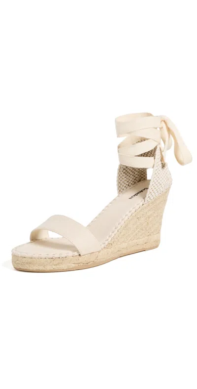 Soludos Open Toe Marseille Wedge Espadrilles Ivory Linen In Neutral