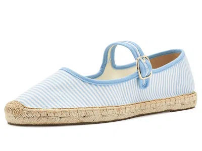 Soludos Seersucker Mary Jane Espadrille In Blue