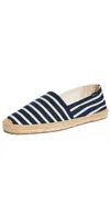 Soludos Striped Slip On Espadrilles Dark Navy/ivory In Dark Navy/ivory