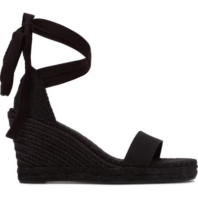 Soludos The Capri Wedge Linen Colors Espadrille In Black