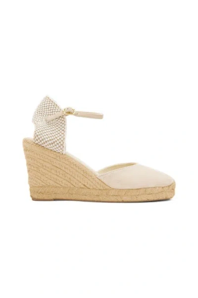 Soludos The Marseille Wedge Leather Buckle Espadrille In White