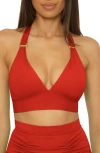 Soluna Sun Goddess High Waist Bikini Bottoms In Red