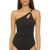 Soluna Sun Goddess One-shoulder Cutout Tankini Top In Black