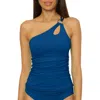 Soluna Sun Goddess One-shoulder Cutout Tankini Top In Blue