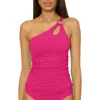 Soluna Sun Goddess One-shoulder Cutout Tankini Top In Pink