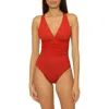 Soluna Sun Goddess Pleated One-piece Swimsuit In Red