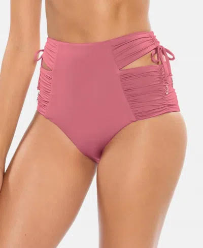 Soluna Under The Sun Cutout High Waist Bikini Bottoms In Mulberry In Pink