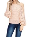 Solution Tara Open Knit Textured Sheer Top In Pink In Pink