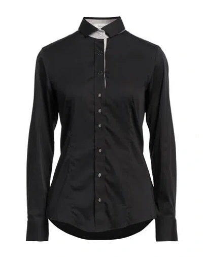 Soluzione® Soluzione Woman Shirt Black Size 8 Cotton, Polyamide, Elastane
