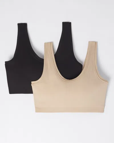 Soma 2-pack Seamless Bralette In Nude Size Large |  Women's Bras In Black/warm Amber