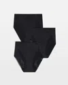 Soma 3-pack Women's Vanishing Tummy High-leg Brief Panty With Lace In Black Size Xs |  In Black Multi Pack