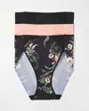 Soma 3-pack Women's Vanishing Tummy High-leg Brief Panty With Lace Size Small |  In Paradise Plumes Multipack