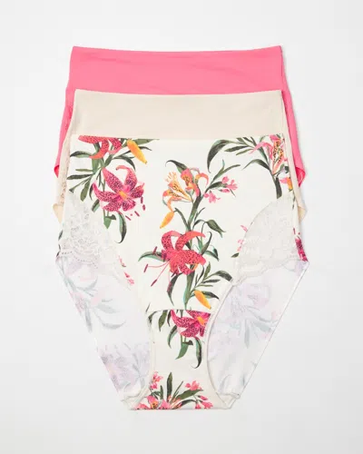 Soma 3-pack Women's Vanishing Tummy High-waist Brief Panty With Lace Size 2xl |