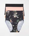 Soma 3-pack Women's Vanishing Tummy High-waist Brief Panty With Lace Size Large |  In Paradise Plumes Multipack