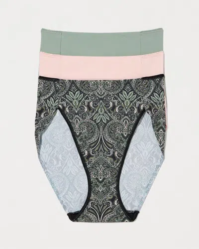 Soma 3-pack Women's Slimming High-leg Brief Panty Size Xs |  Vanishing Tummy Panties In Passion Paisley Multi Pk