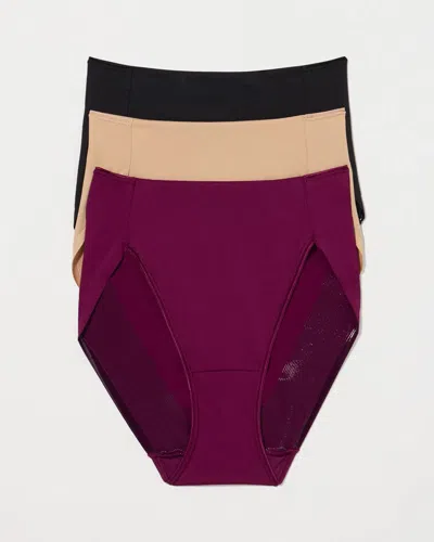 Soma 3-pack Women's Slimming High-leg Brief Panty Size Xs |  Vanishing Tummy Panties In Wicked Plum Multi Pack