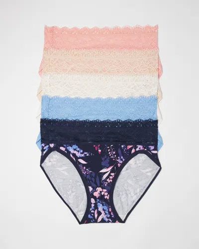 Soma 5-pack Women's Embraceable High-leg Panty With Lace In Blue Size Large |  In Bloom Brightly Multipack