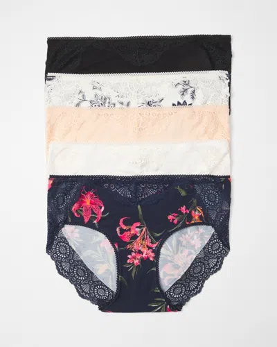 Soma 5-pack Women's Embraceable Hipster Panty With Crochet Lace Waist Size Small |