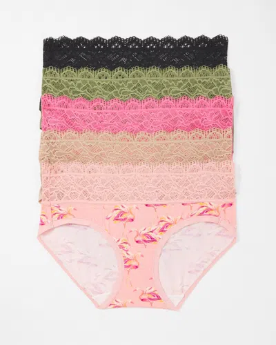 Soma 5-pack Women's Embraceable Hipster Panty With Lace Size Large |  In Flock Star Multipack