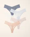 Soma 5-pack Women's Embraceable Thong Panty With Lace In Blue Size Small |  In Blue Mist Multipack