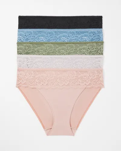 Soma 5-pack Women's No Show Cotton Blend Hipster Panty With Lace Size Xl |  Vanishing Edge Panties