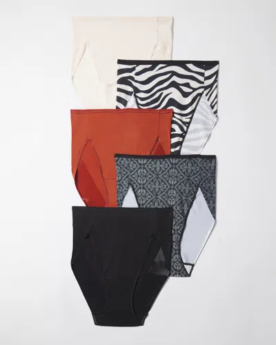 Soma 5-pack Women's No Show Microfiber High-leg Brief Underwear In Sierra Redwood Multi-pack Size Medium