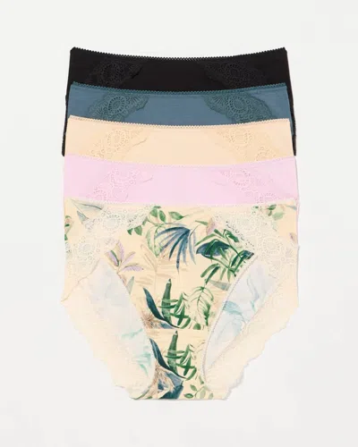 Soma 5-pack Women's High-leg Panty With Crochet Lace Size Small |  In Tropical Essence Multi Pk
