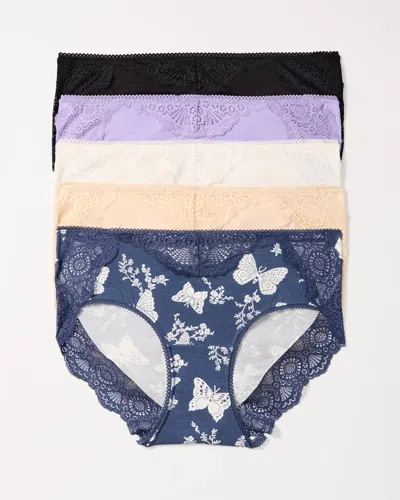 Soma 5-pack Women's Hipster Panty With Crochet Lace Waist Size Xs |  In Monarch Garden Multipack
